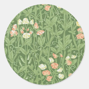 William Morris Sweet Pea Blommigt Design Runt Klistermärke