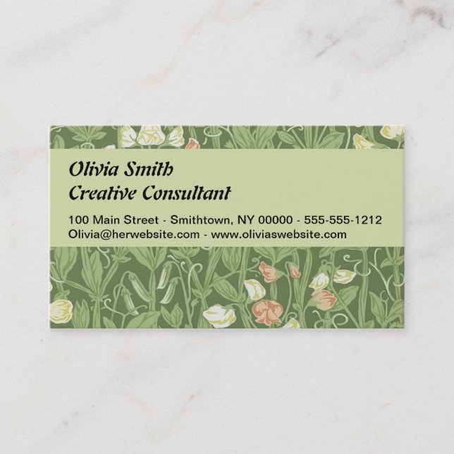 William Morris Sweet Pea Blommigt Design Visitkort (Framsida)