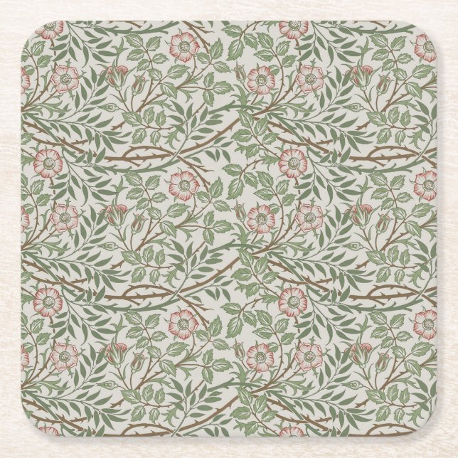 William Morris Sweetbriar Blommigt Art nouveau Underlägg Papper Kvadrat (Framsidan)