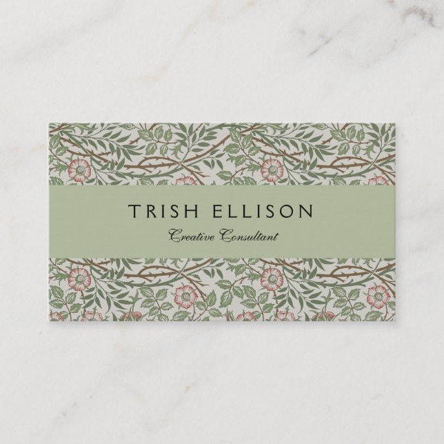 William Morris Sweetbriar Blommigt Art nouveau Visitkort (Framsida)