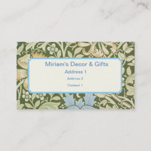 William Morris tapetdesigner Visitkort