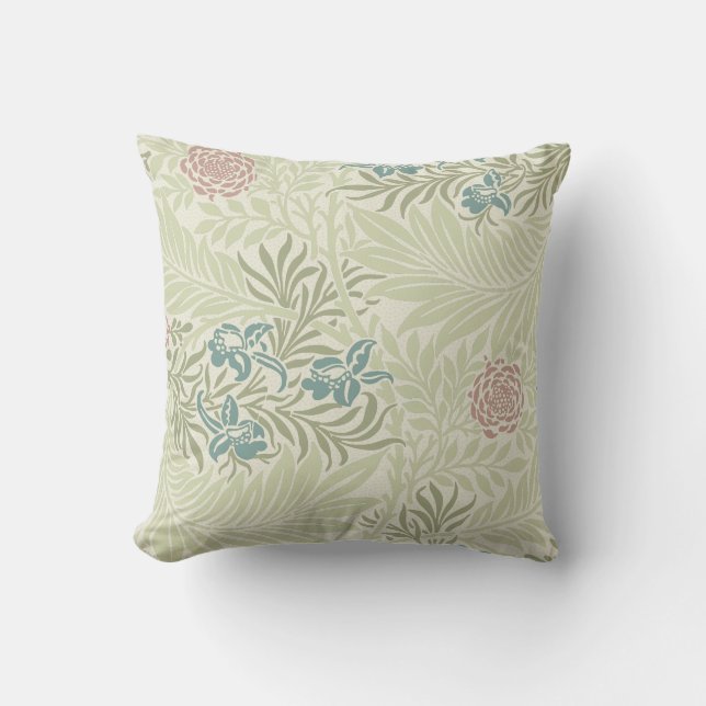 William Morris Teal Blue & Rosa Larkspur Mönster Kudde (Framsida)