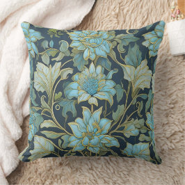 William Morris Teal Flowers Kudde
