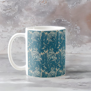 William Morris Teal Tulip Mönster Kaffemugg