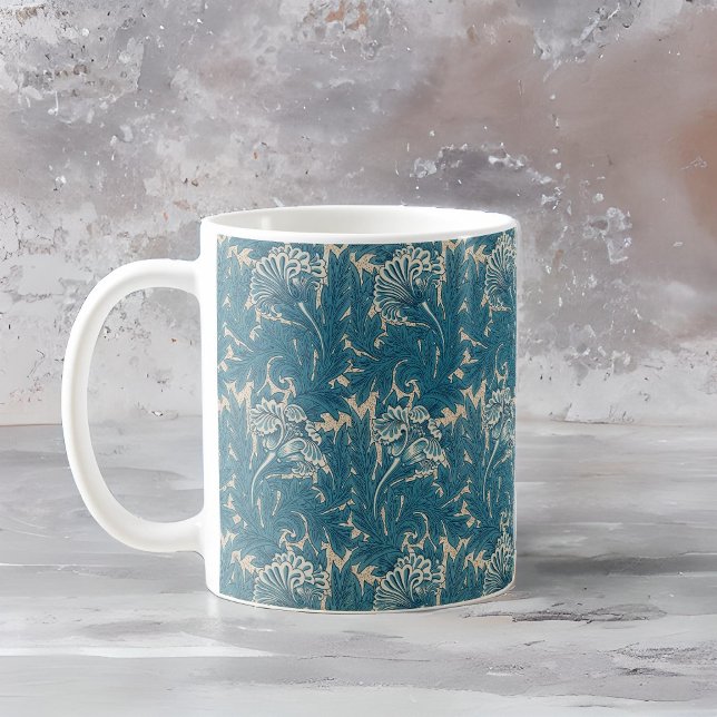 William Morris Teal Tulip Mönster Kaffemugg (Skapare uppladdad)