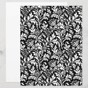 William Morris Thistle Damask, Black and White