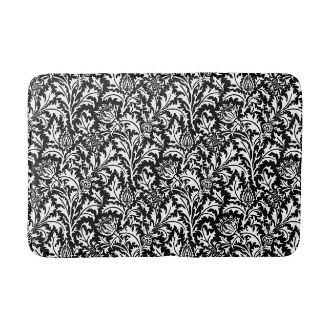 William Morris Thistle Damask, Black and White Badrumsmatta (Framsidan)