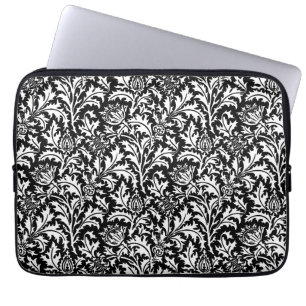 William Morris Thistle Damask, Black and White Laptop Fodral