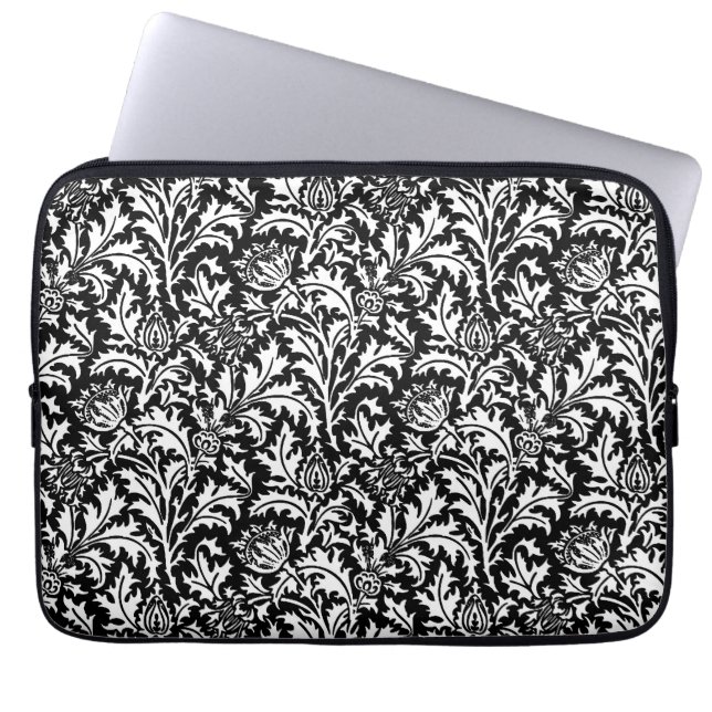 William Morris Thistle Damask, Black and White Laptop Fodral (Framsidan)