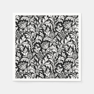William Morris Thistle Damask, Black and White Pappersservett