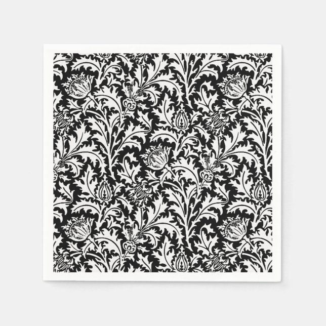 William Morris Thistle Damask, Black and White Pappersservett (Framsidan)