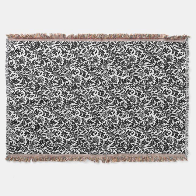 William Morris Thistle Damask, Black on White Filt (Framsidan)