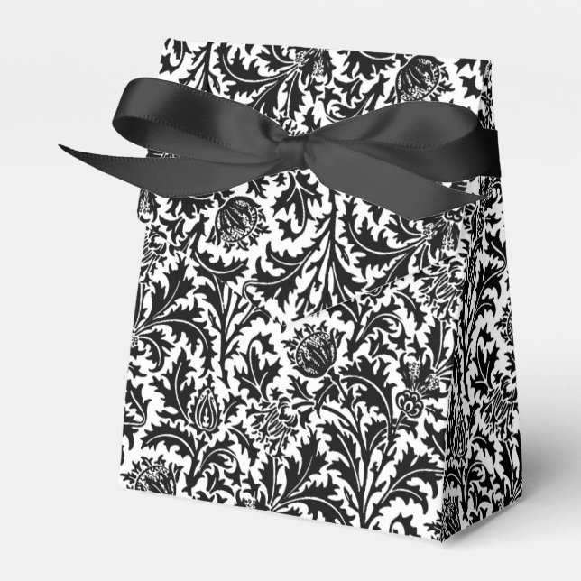 William Morris Thistle Damask, Black on White Presentaskar (Framsidan Sidan)