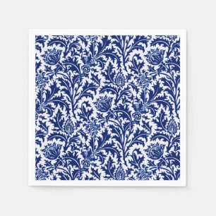 William Morris Thistle Damask, Cobalt Blue & White Pappersservett