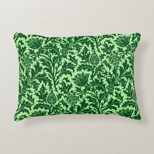 William Morris Thistle Damask, Emerald Grönt Prydnadskudde (Framsidan)
