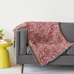 William Morris Thistle Damask, Mörk Red & White Filt
