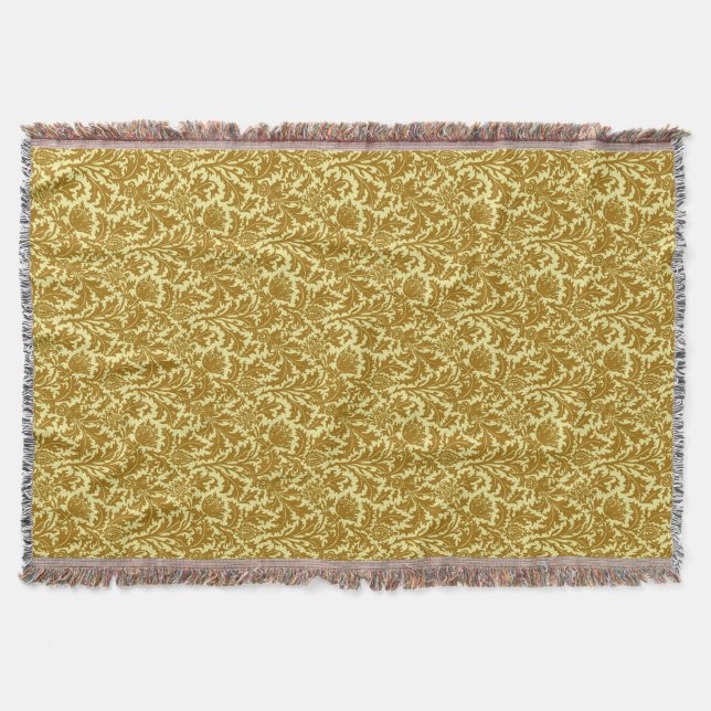 William Morris Thistle Damask, Mustard Guld Filt (Framsidan)