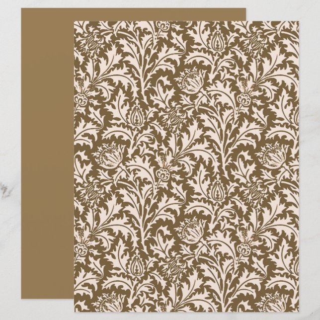 William Morris Thistle Damask, Taupe Tan och Beige (Fram/baksida)
