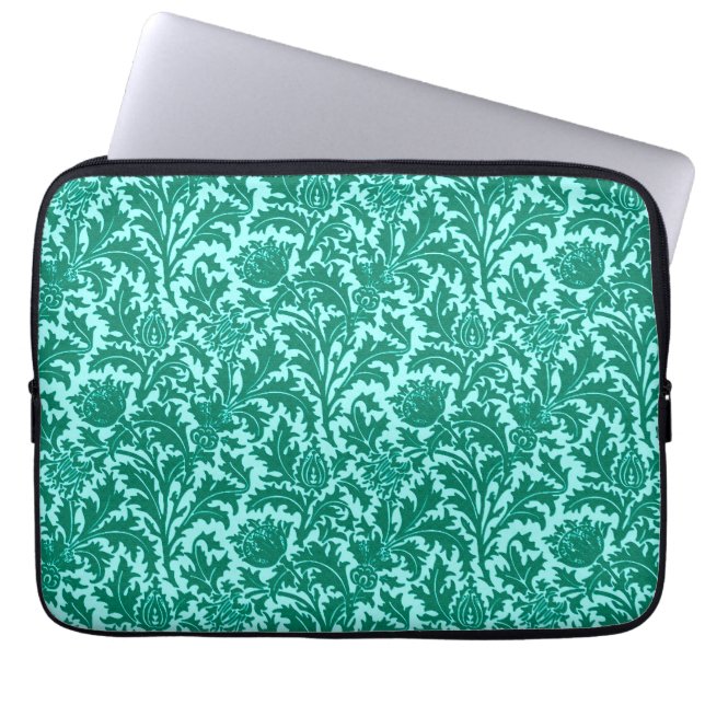 William Morris Thistle Damask, Turquise och Aqua Laptop Fodral (Framsidan)