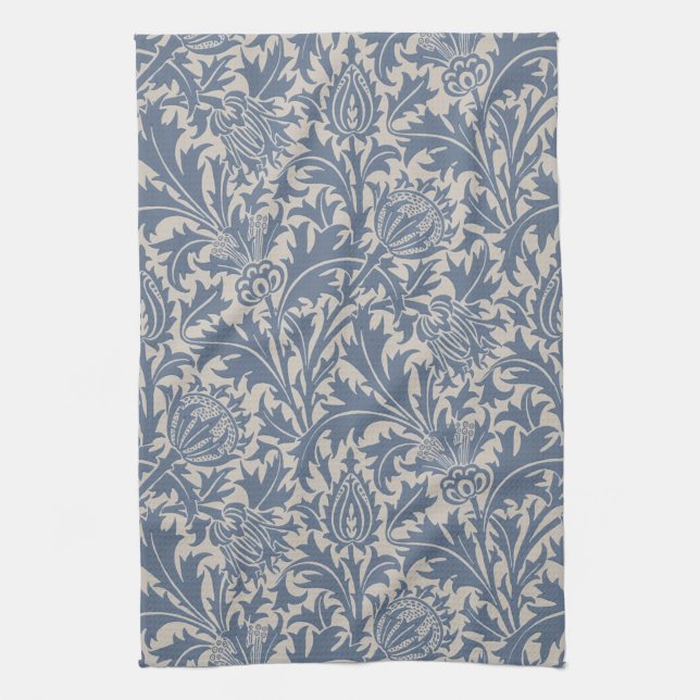 William Morris Thistle Sage Blue Pattern Kökshandduk (Vertikal)