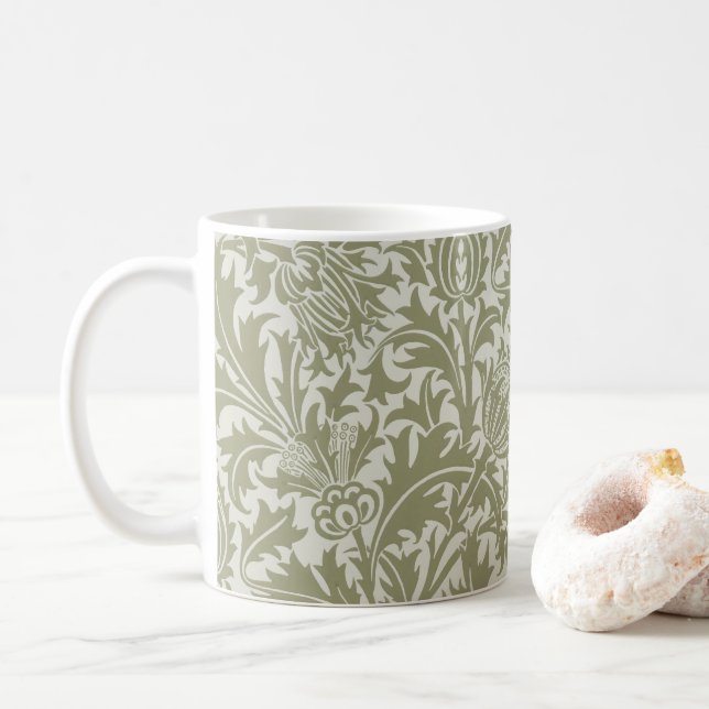 William Morris Thistle Sage Grönt Mönster Kaffemugg (Med munk)