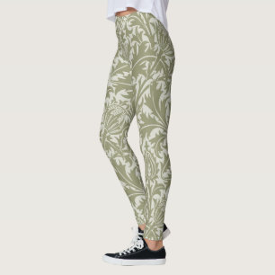 William Morris Thistle Sage Grönt Mönster Leggings