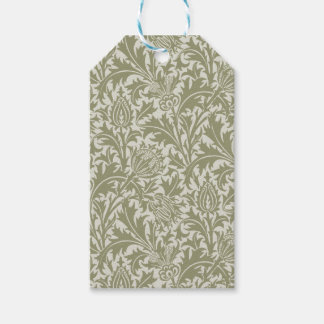 William Morris Thistle Sage Grönt Mönster Presentetikett