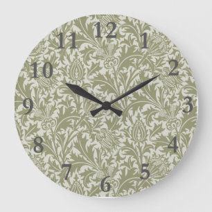 William Morris Thistle Sage Grönt Mönster Stor Klocka