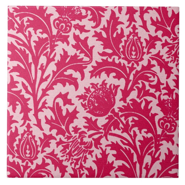 William Morris Thistledamast, Fuchsia rosa Kakelplatta (Framsidan)