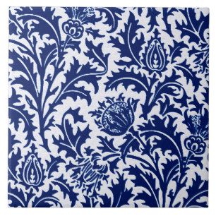 William Morris Thistledamast, koboltblått & vit Kakelplatta