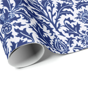 William Morris Thistledamast, koboltblått & vit Presentpapper