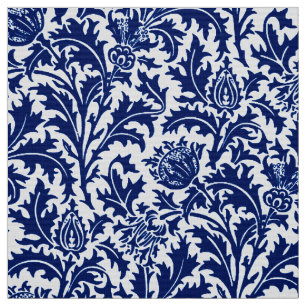 William Morris Thistledamast, koboltblått & vit Tyg