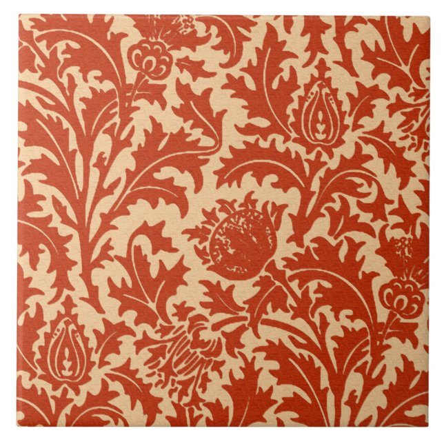 William Morris Thistledamast, Mandarinorange Kakelplatta (Framsidan)