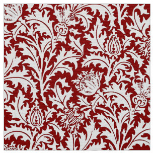William Morris Thistledamast, röd mörk - & vit Tyg