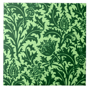 William Morris Thistledamast, smaragdgrönt Kakelplatta