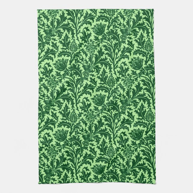 William Morris Thistledamast, smaragdgrönt Kökshandduk (Vertikal)