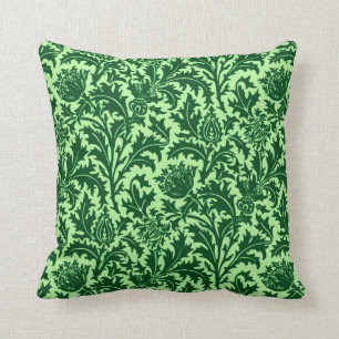 William Morris Thistledamast, smaragdgrönt Kudde