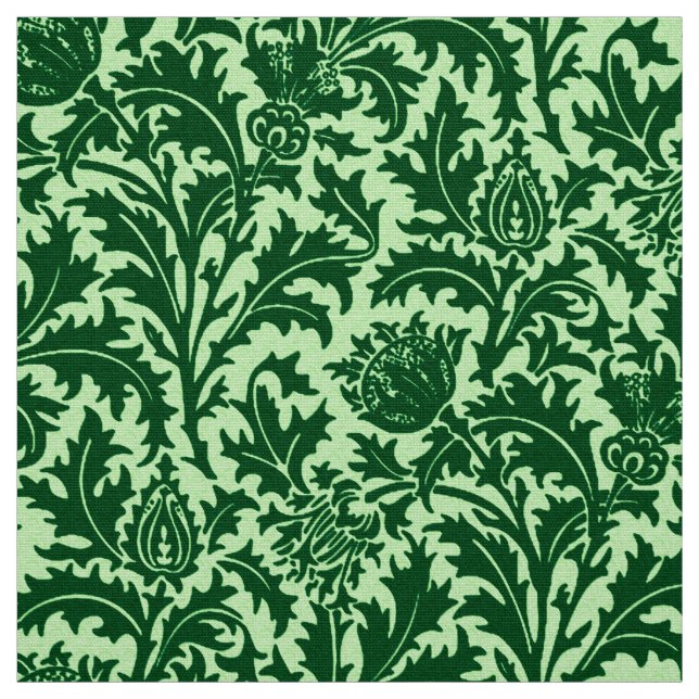 William Morris Thistledamast, smaragdgrönt Tyg (Provkarta)