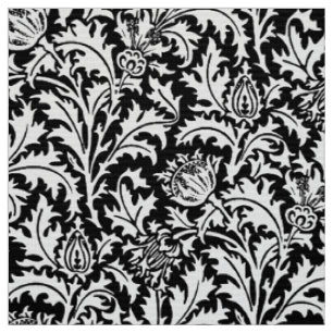 William Morris Thistledamast som är svartvit Tyg