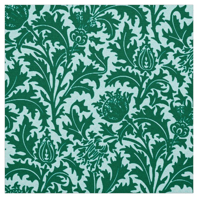 William Morris Thistledamast, turkos och Aqua Tyg (Provkarta)