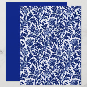 William Morris Tistel Damast, Koboltblå & Vit