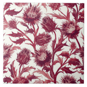 William Morris Tistelblomma djup burgunderrödfärga Kakelplatta