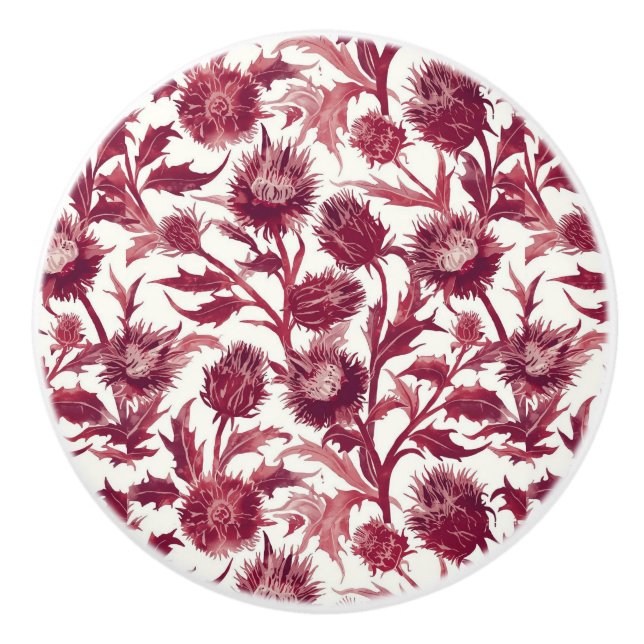 William Morris Tistelflower djup burgunderröd Knopp (Framsidan)
