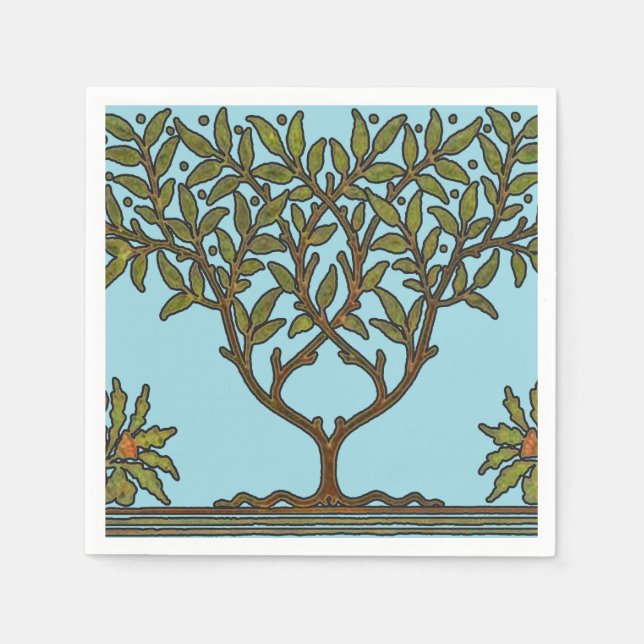 William Morris Träd Frieze Blommigt Tapet Pappersservett (Framsidan)