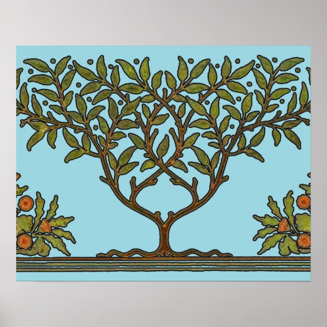 William Morris Träd Frieze Blommigt Tapet Poster (Framsidan)