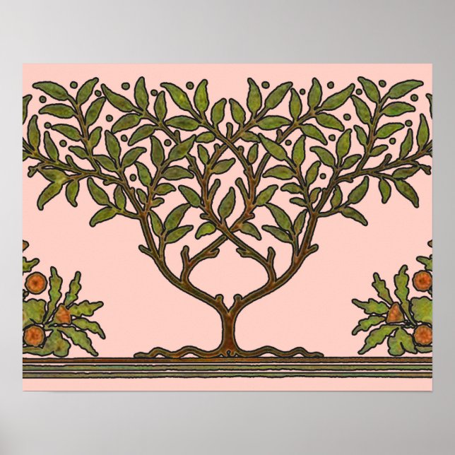 William Morris Träd Frieze Blommigt Tapet Poster (Framsidan)