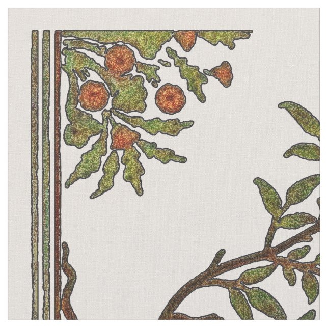 William Morris Träd Frieze Blommigt Tapet Tyg (Närbild)