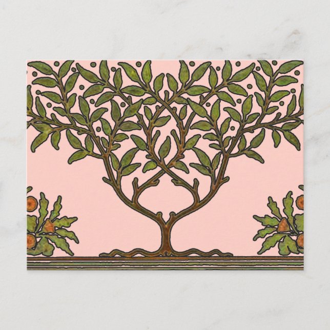 William Morris Träd Frieze Blommigt Tapet Vykort (Framsida)