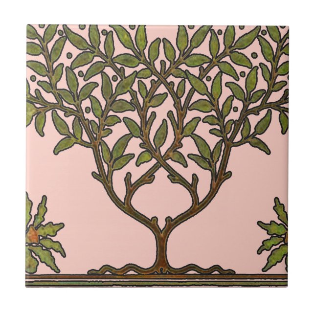 William Morris Träd Fris Blommig Tapet Kakelplatta (Framsidan)