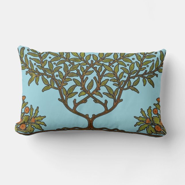 William Morris Träd Fris Blommig Tapet Lumbarkudde (Framsida)